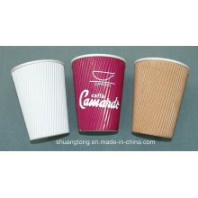 8oz Пульсация настенных бумажных стаканов Одноразовые стаканы для горячих напитков Чай, кофе, эспрессо-изоляционные настенные чаши